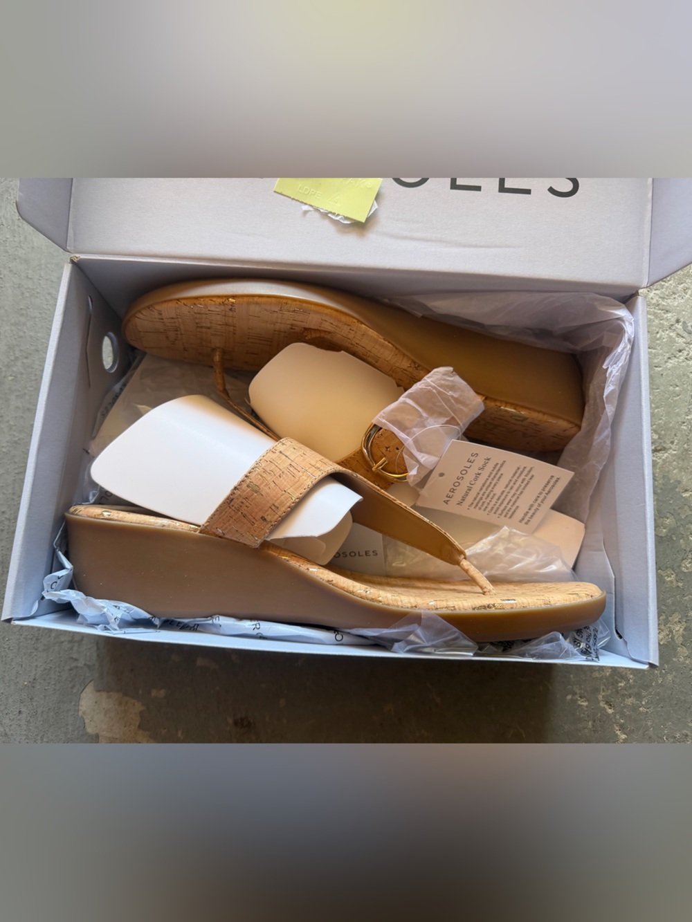 “New” AEROSOLES Natural Cork Slingback Wedge Sandals size12